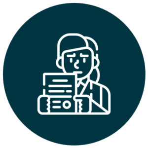 Icono que es veu una persona amb un paper per ajudar amb Assessorament Fiscal i Tributari