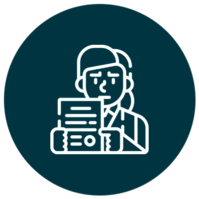 Icono que es veu una persona amb un paper per ajudar amb Assessorament Fiscal i Tributari