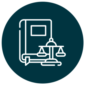 icono de llibre i balances per el tema d'Assessorament Fiscal i Tributari